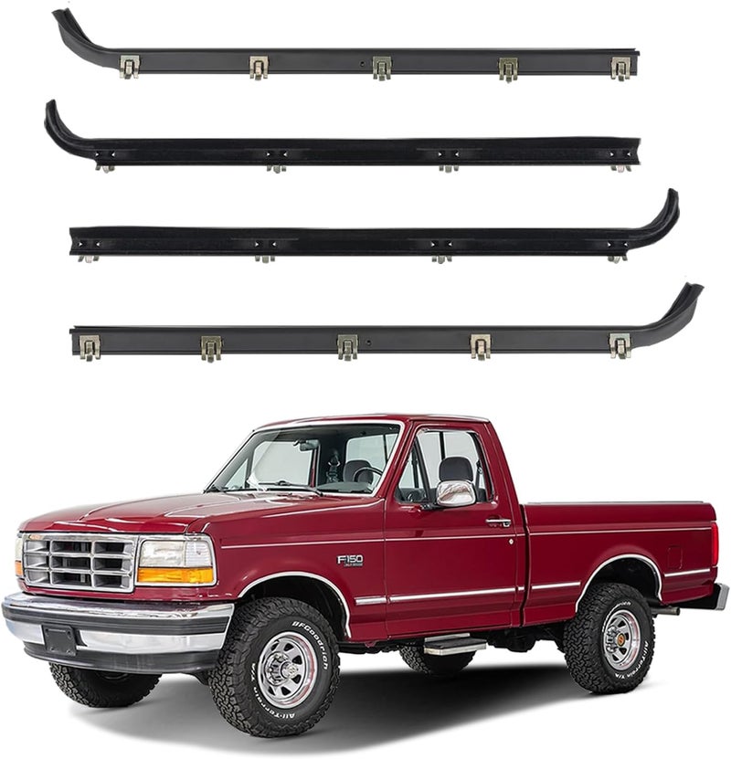 ItranMc Window Molding Sweep Felt Trim Seal for Ford F150 F250 F350 Bronco 1987-1997,Front Inner & Outer Door Window Weatherstrip Kit, Replace#E7TZ1521452A E7TZ1521453A F2TZ1521457A F2TZ1521456A - Image 1